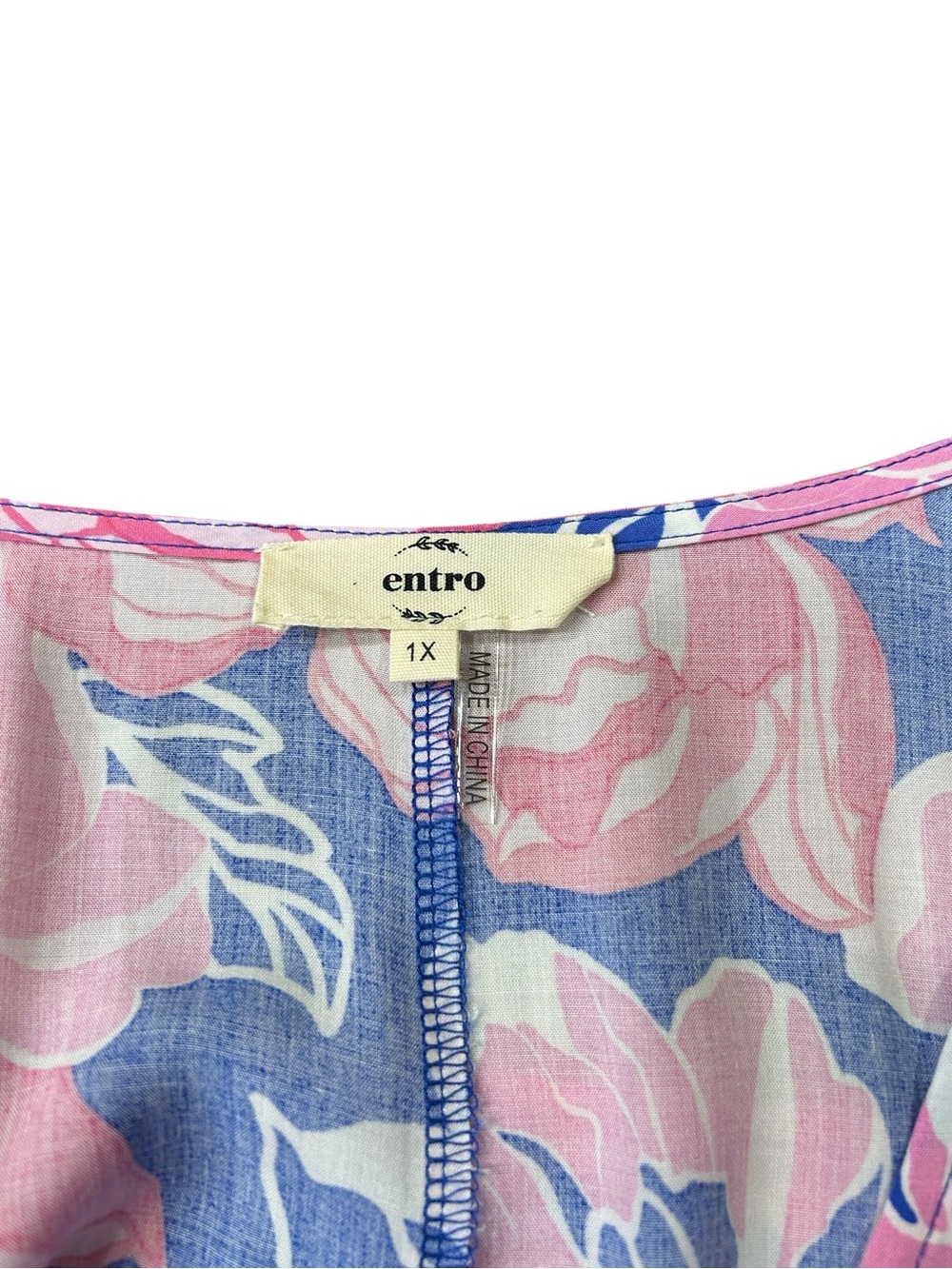 Entro Floral V-Neck Flutter Sleeve Maxi Dress Blue/Pink Size XL NWT - Picture 7 of 12